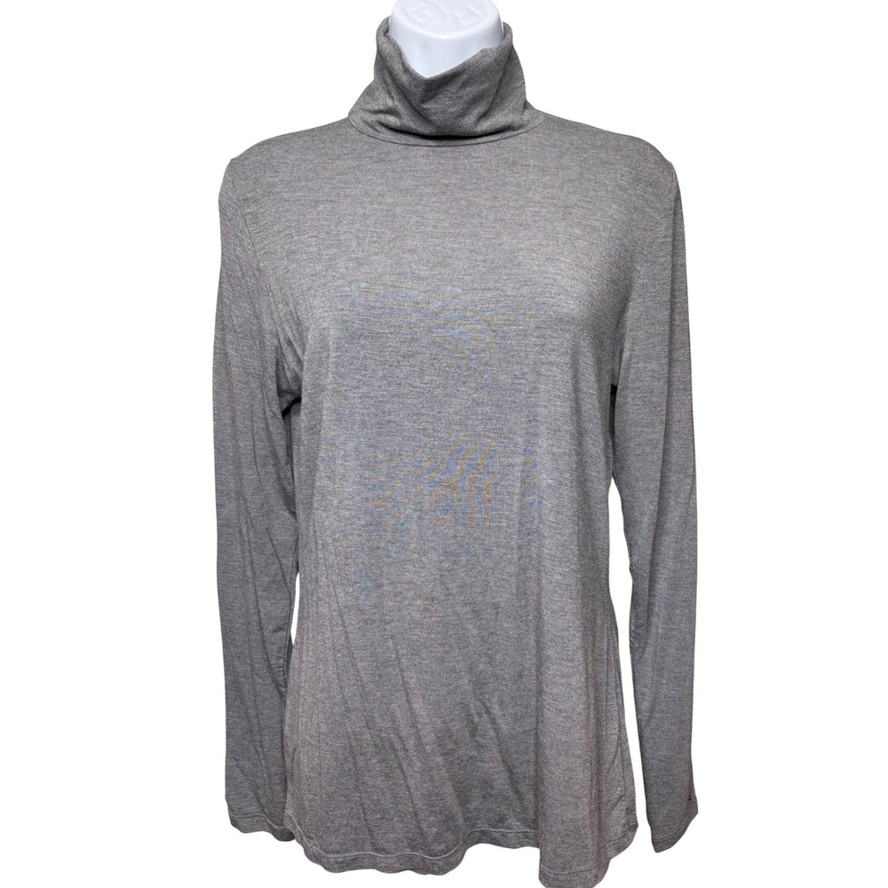 CUDDL DUDS Womens Gray Turtleneck Top Sz M Softwear Stretch Base-Layer Normcore